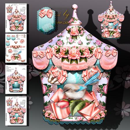 Vintage Bird Cage with English Roses