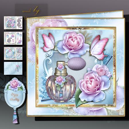 Perfume Bottle with Roses Card Front