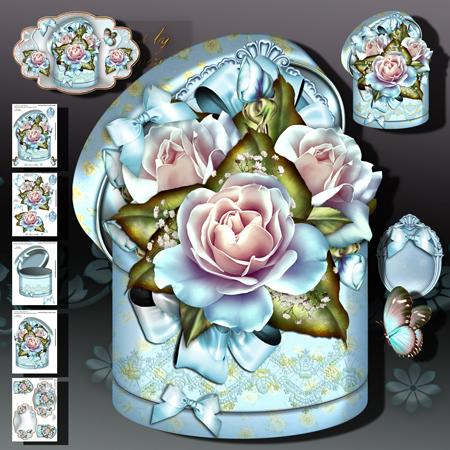 Beautiful Gift Box with Blue Roses