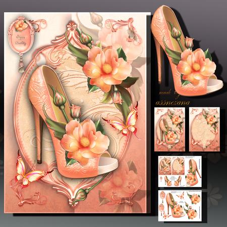 Beautiful Lady Shoe with Peach Roses
