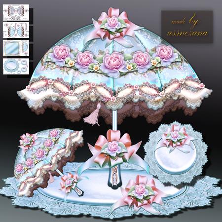 Soft Blue Vintage Umbrella