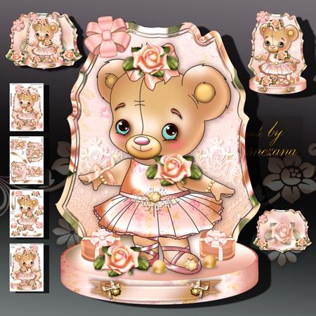 Little Bear in Ballerina Dress with Roses