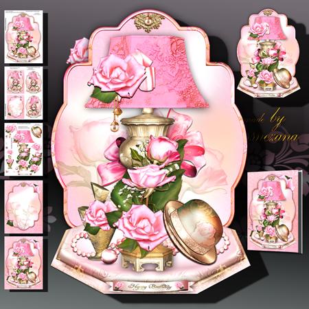 Beautiful Vintage Lamp, Hat, Perfume and Roses