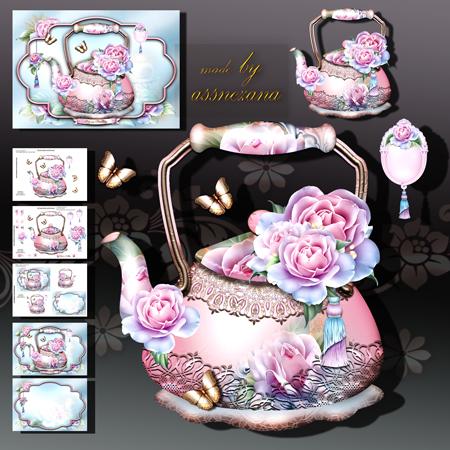 Soft Vintage Teapot with Romantic Roses