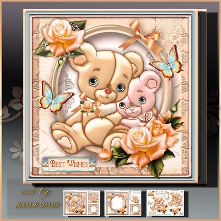 Cute Bear Mom and Baby in Love