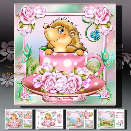 Cute Hedgehog with Soft Roses