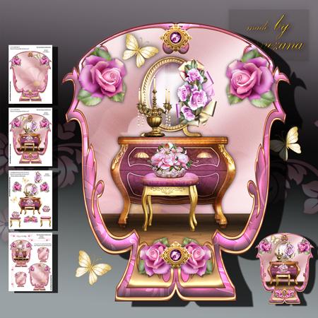 Beautiful Dressing Table with Roses Card