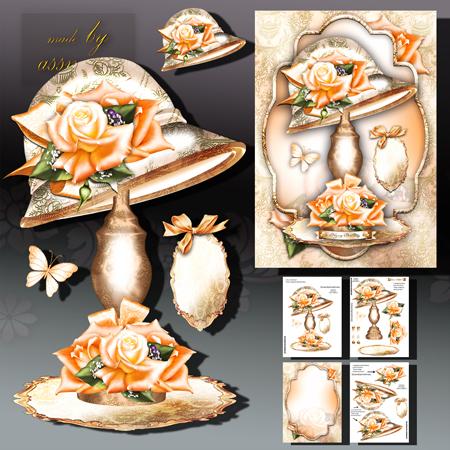 Fashion Vintage Hat with Peach Roses