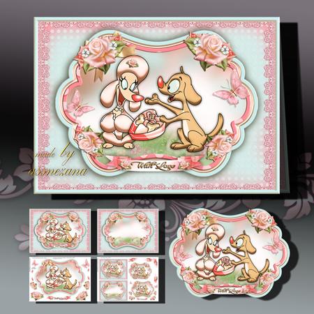 Cute Puppies in Love Card Kit