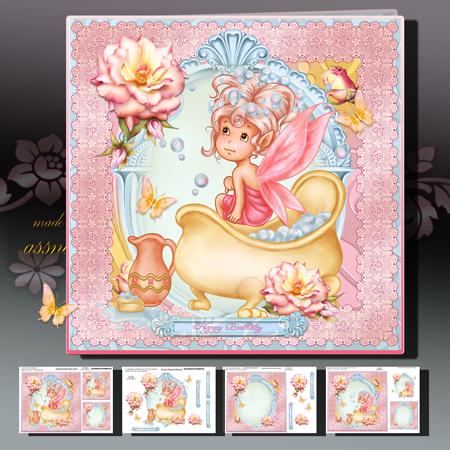 Bath Time for a Girl Card Kit