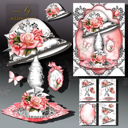 Black and White Vintage Hat with Roses