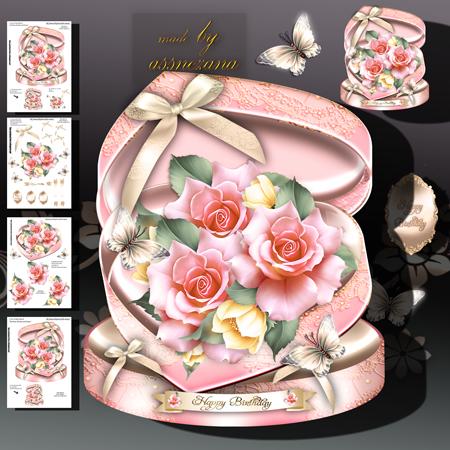 Soft Rose Gift Box with Roses