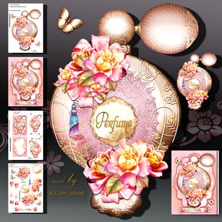 Vintage Perfume Bottle with Roses