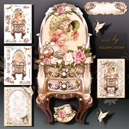 Cream Antique Chest of Drawers with Roses