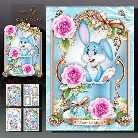 Soft Blue Cake with Bunny