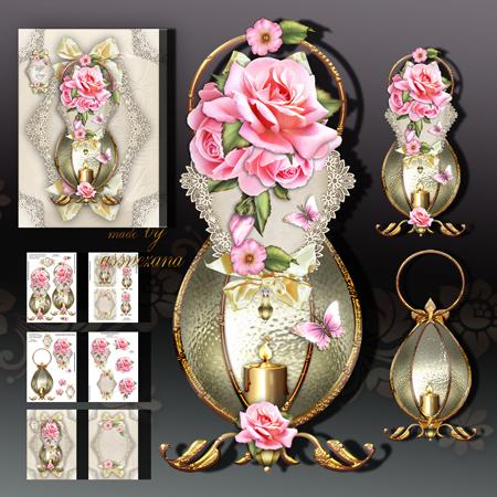 Beautiful Vintage Lamp with Roses