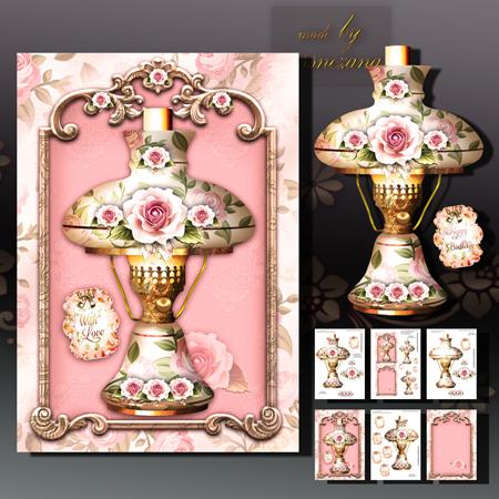 Vintage Porcelain Lamp with Rose Roses