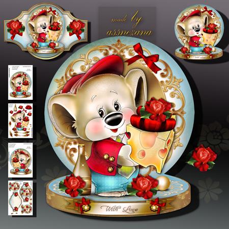 Cute Mouse with Cheese Card Kit