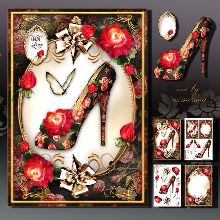Red and Black Flowers Fashion Ladies Shoes