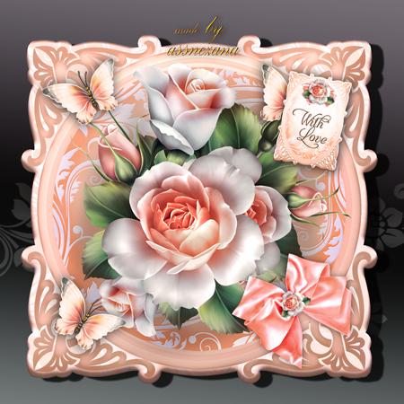 Soft Peach White Roses Card