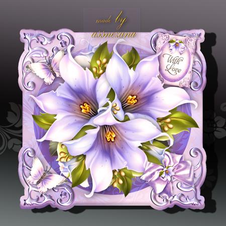 Soft Vintage Violet Flowers Card