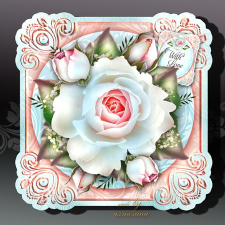 Vintage Soft Blue White Roses Card