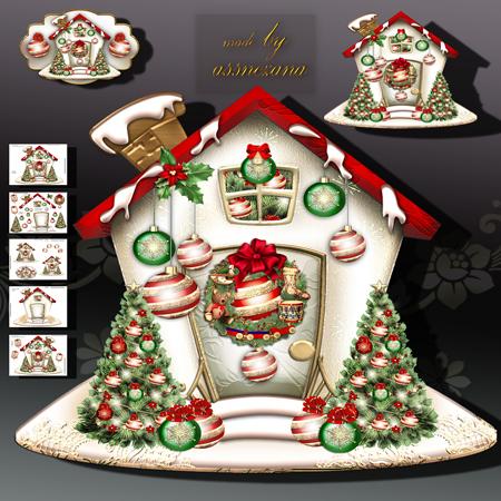 Christmas Holiday Cottage Card Kit