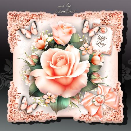 Peach Roses Card