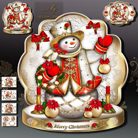 Silver Holiday Christmas Snowman Card Kit