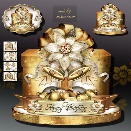 Christmas Golden Gift Box Card