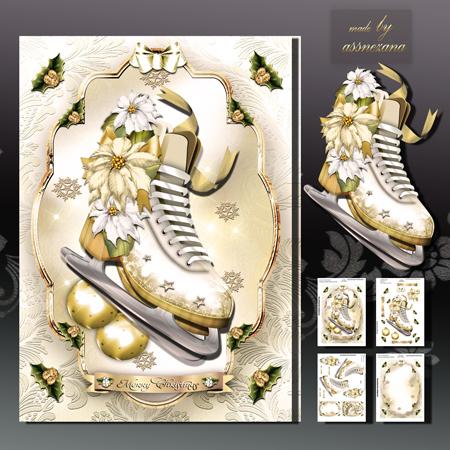 Christmas White Skates Card Kit