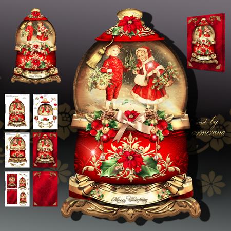 Red Vintage Christmas Snow Globe