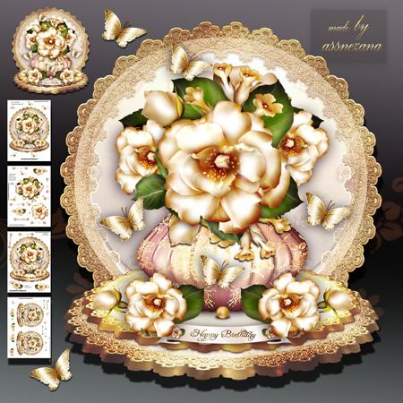 Vintage Cream Roses Card Kit