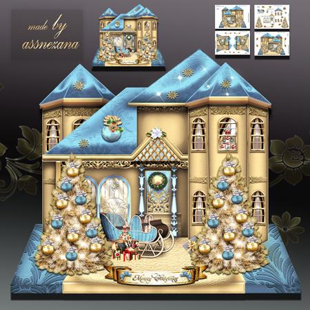 Winter Christmas Family House Card Kit