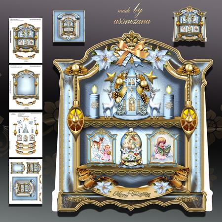 Christmas Winter Shelves Card Kit