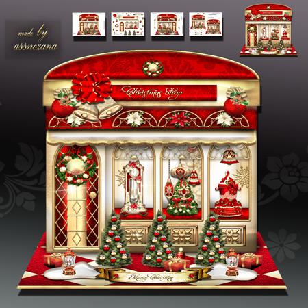 Red Christmas Festive Shop Card Kit