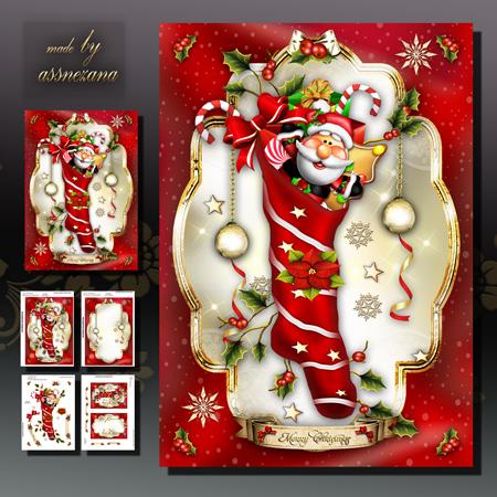 Red Christmas Stocking Card Kit