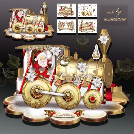 Christmas White Train with Santa Card Kit