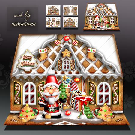 Christmas Gingerbread House with Santa