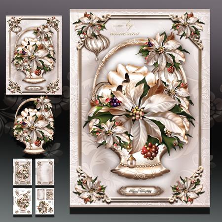 Christmas Bouquet of White Poinsettias Card Kit