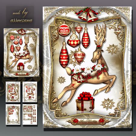 Christmas Deer Decor with Bubbles Card Kit
