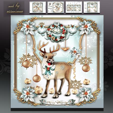 Winter Christmas Reindeer Card Kit