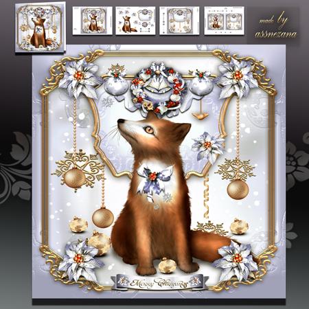 Christmas Cute Fox in Winter Card Kit