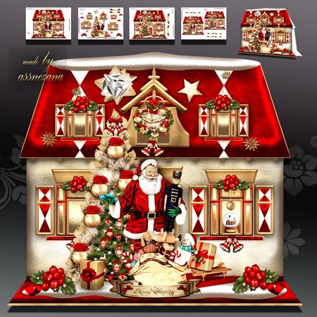 Christmas Santa House Card Kit