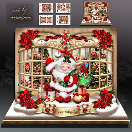 Christmas Street with Cute Santa Claus Card Kit
