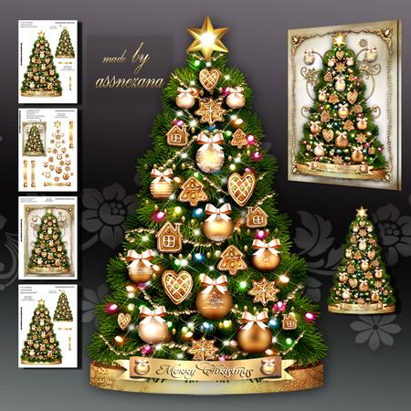 Christmas Tree with Bubbles and Cookies Card Kit