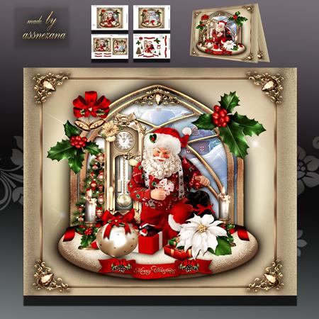 Christmas Living Room with Santa Card Kit