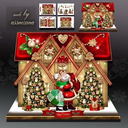 Christmas Santa and Mrs Claus with Trees Card Kit