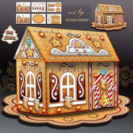 3D Paper Gingerbread House for Desk Table