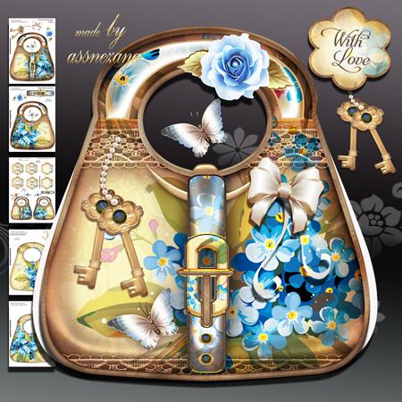 Vintage Flower Handbag Card Kit